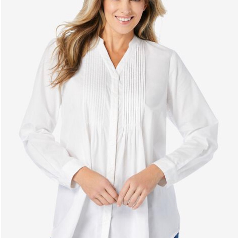 ⏰ LAST CHANCE SALE ⏰ Woman Within white pintucked tunic 18W